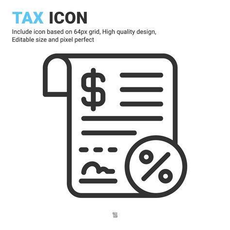 Tax Icon Vector With Outline Style Isolated On White Background Vector