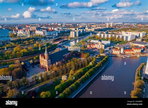 Aerial View Kaliningrad Russia Fishing Village And Cathedral On Island