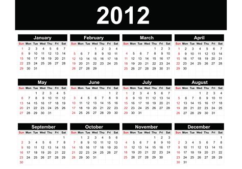 2012 Free Vector Calendar Download Free Vector Art Stock Graphics