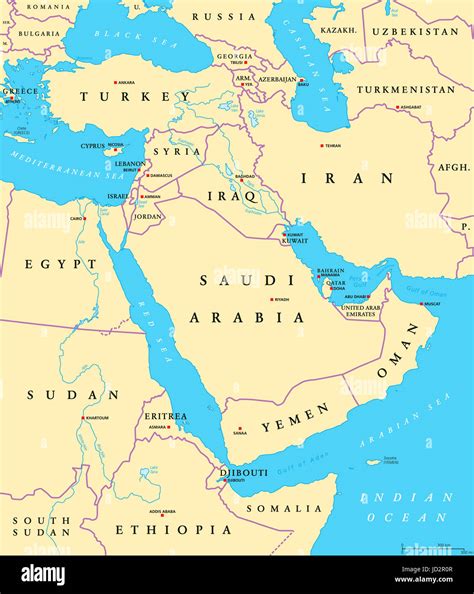 Map Of The Middle East With Capitals Zoning Map