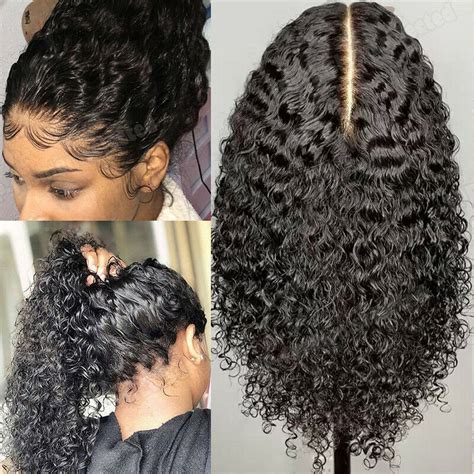 Deep Curly 360 Full Frontal Lace Wig Indian Human Hair Wigs Pre Plucked Hairline · Save Real