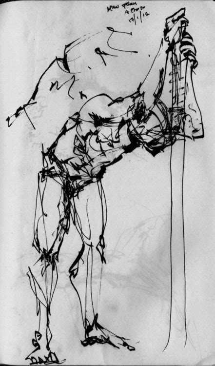 Scribure Man Leaning Forward On Pole Art Reference Drawings