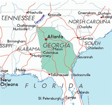 Map Of Georgia And Surrounding States Printable Map