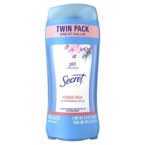 Secret Invisible Solid Antiperspirant And Deodorant Powder Fresh Twin