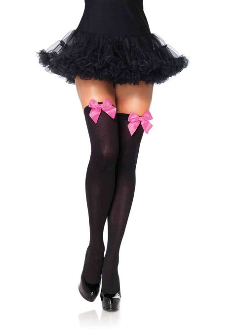 leg avenue leg avenue womens satin bow accent thigh highs