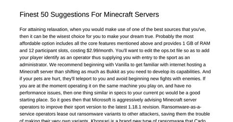 Best 50 Suggestions For Minecraft Serversfhywkpdfpdf Docdroid