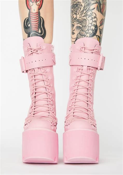 Sugar Thrillz Light Pink Traitor Boots In 2022 Boots Pink Boots Pastel Platform Boots