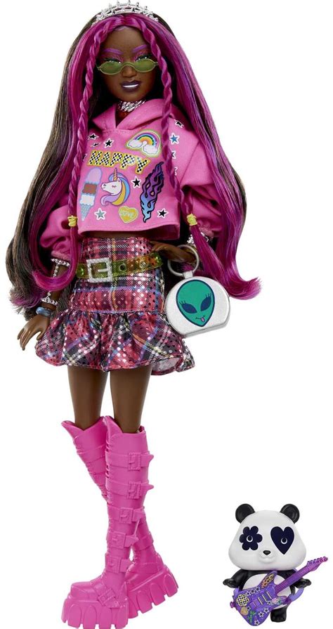 Barbie Extra Fashion Doll With Pink Streaked Brunette Hair In Graphic