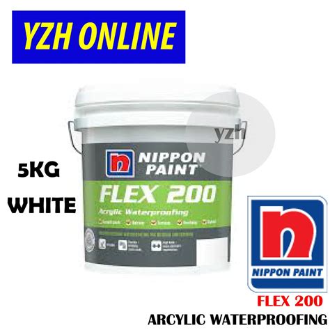 Nippon Paint Flex 200 Arcylic Waterproofing 5kg White Shopee Malaysia