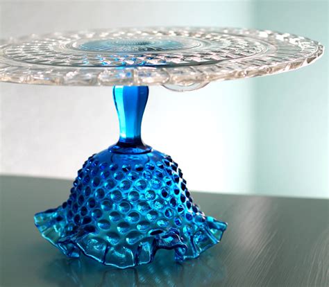 Glass Cake Stand In Cobalt Blue Vintage Cake Plate Cake