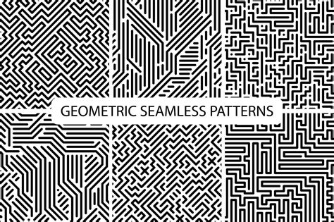 Seamless Striped Geometric Patterns By Expressshop Thehungryjpeg