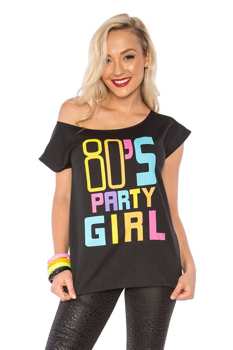 80s Party Girl T Shirt Costume 1980s Fancy Dress Top 80s Costume