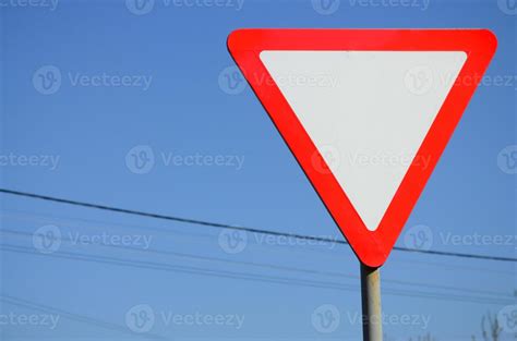 Traffic Sign In The Form Of A White Triangle Give Way 13249910 Stock