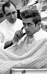 James Dean photographed by Dennis Stock at a barber shop near Times ...