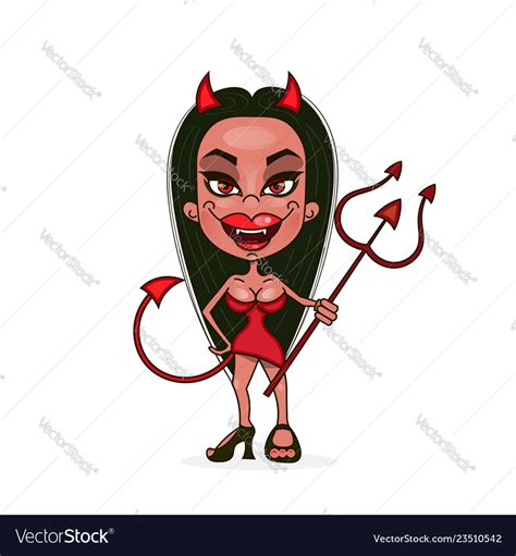 Sexy Smiling Halloween Red Devil Girl Royalty Free Vector