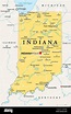 Indiana, IN, political map, with the capital Indianapolis, and most ...
