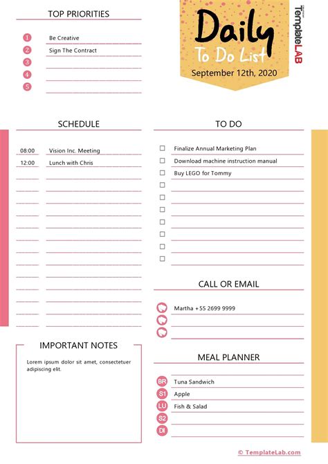 Free Daily Task Sample To Do List Template Pdf Vrogue