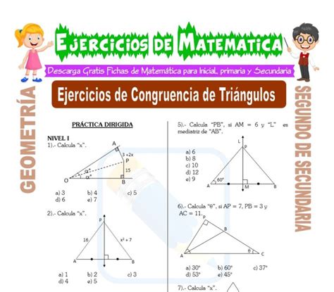Ejercicios De Congruencia De Triángulos Para Segundo De Secundaria