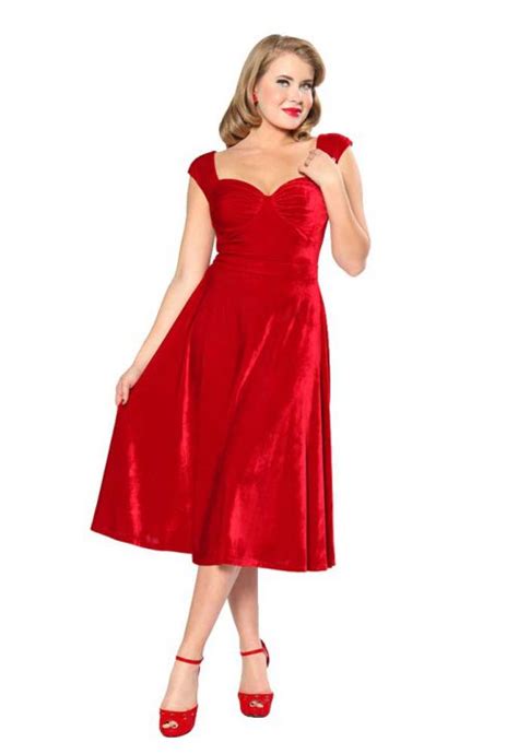 Bettie On Holiday Dress Red Velvet By Bettie Page Bettie Page