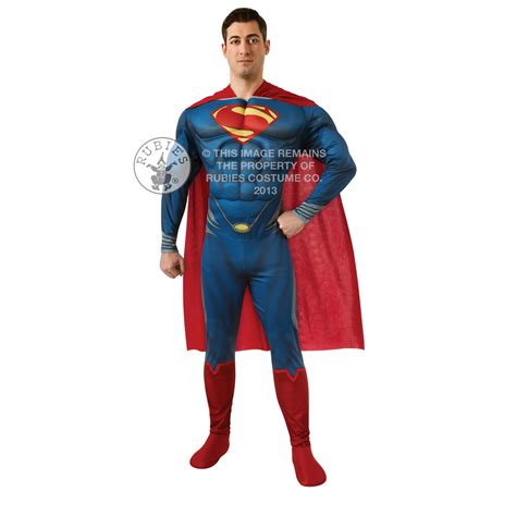 Man Of Steel Costume Deluxe Mens Fancy Dress Outfit Adult Superman Ebay