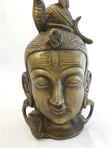 This bronze head statue will embellish your existing decor. Large Bronze Lord Shiva Head Statue w/ Cobras Om Moon ...