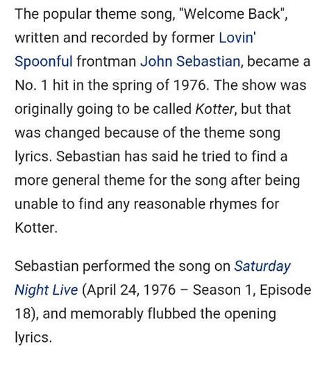 Welcome Back Kotter. Theme song: | Welcome back kotter, Theme song, Songs