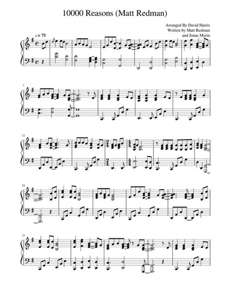 10000 Reasons Matt Redman Sheet Music For Piano Solo