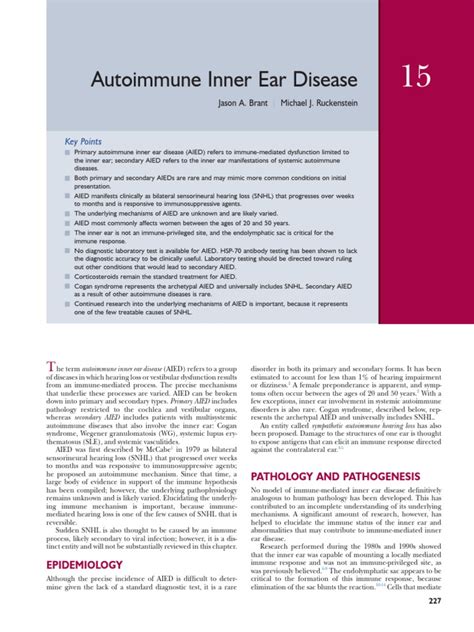 Autoimmune Inner Ear Disease Key Points Pdf Autoimmunity