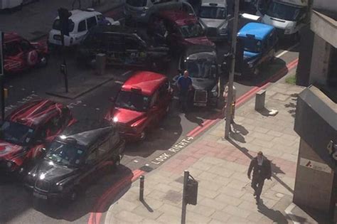 Cab Drivers Protest Brings Traffic To Standstill Outside The Shard