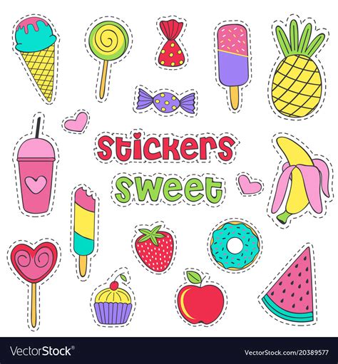 Set Isolated Sweet Stickers Royalty Free Vector Image