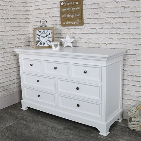 Enhance your room's contemporary style with this white and light oak chest of drawers from vonhaus, a great addition for in your living room or the chest of drawers consists of 3 ample sized drawers for plenty of storage. Large White 7 Drawer Chest of Drawers in 2020 | White ...