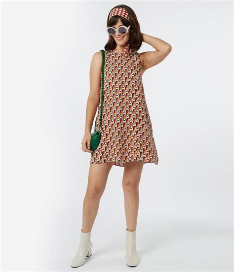 60s Dresses 1960s Dresses Mod Mini Hippie Printed Shift Dress