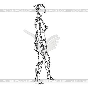 Nude Female Human Figure Model Posing Standing Vector Clipart