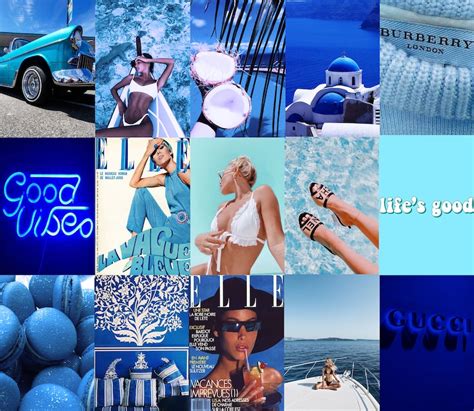 boujee blue aesthetic wall collage kit blue aesthetics etsy