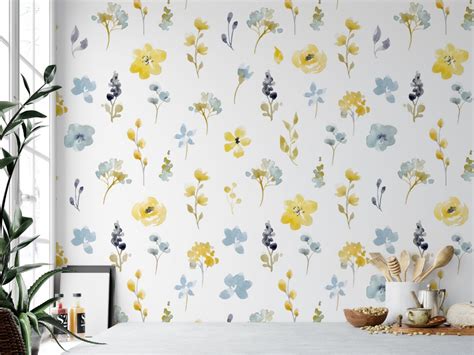 Watercolor Floral Removable Wallpaper Peel And Stick Self Adhesive