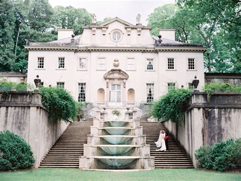 Grand Staircase And Fountain Outside Swan House At Atlanta History Center