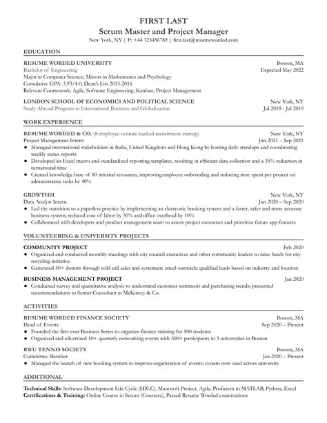 Agile Scrum Master Resume Examples For 2024 Resume Worded