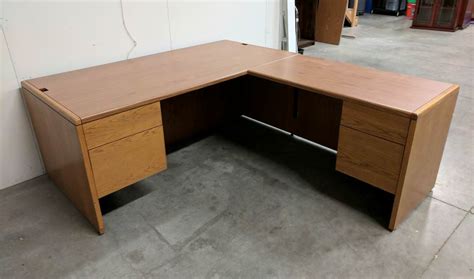 Kimball Oak Laminate L Shaped Desk By Kimball