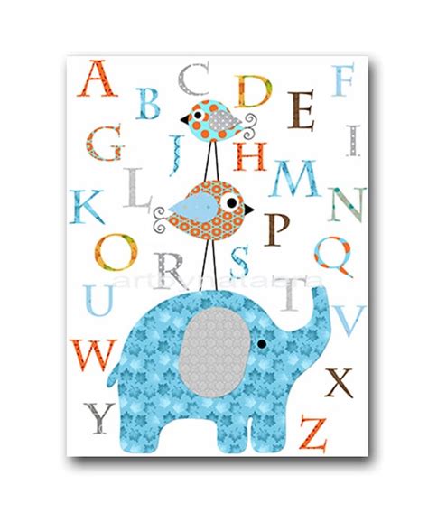 Alphabet Nursery Alphabet Baby Girl Nursery Art Nursery Wall Etsy