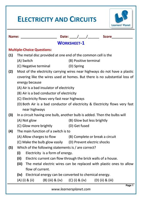 grade  science olympiad electricity circuits worksheet  magazine