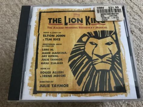 The Lion King Broadway Soundtrack Cd Album 645 Picclick