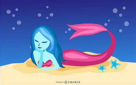 Blue Mermaid Illustration Vector Download