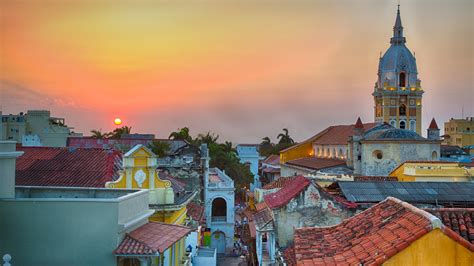 Sunset Over The Old City Of Cartagena Colombia Windows Spotlight Images