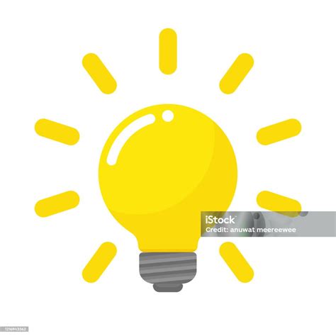 Ikon Vektor Bola Lampu Bola Lampu Kuning Adalah Simbol Kreativitas Dan