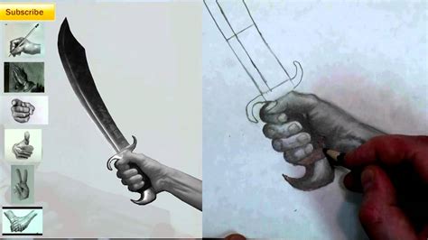 How To Draw A Hand Holding A Sword Step By Step Youtube