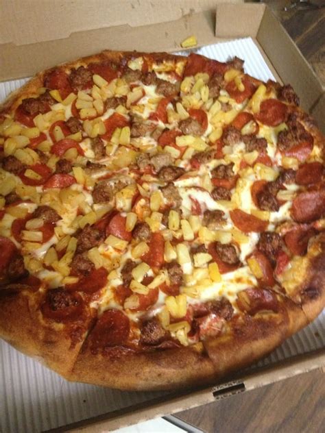 Large Pepperoni Sausage And Pineapple Pizza Yelp
