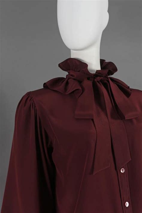 yves saint laurent silk pussy bow blouse with ruffled collar circa 1970s at 1stdibs blouse