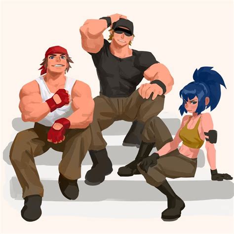 leona heidern ralf jones and clark still the king of fighters and 2 more drawn by