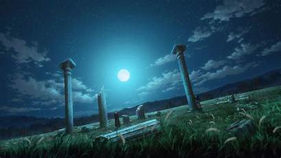 Saga Vinland Anime Night Sky Landscape Moon