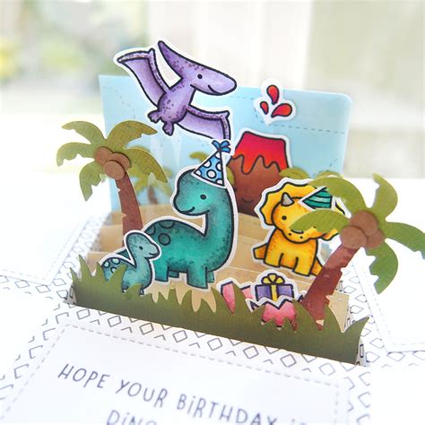 Dinosaur Pop Up Birthday Card Customisable Dino Party Etsy Uk